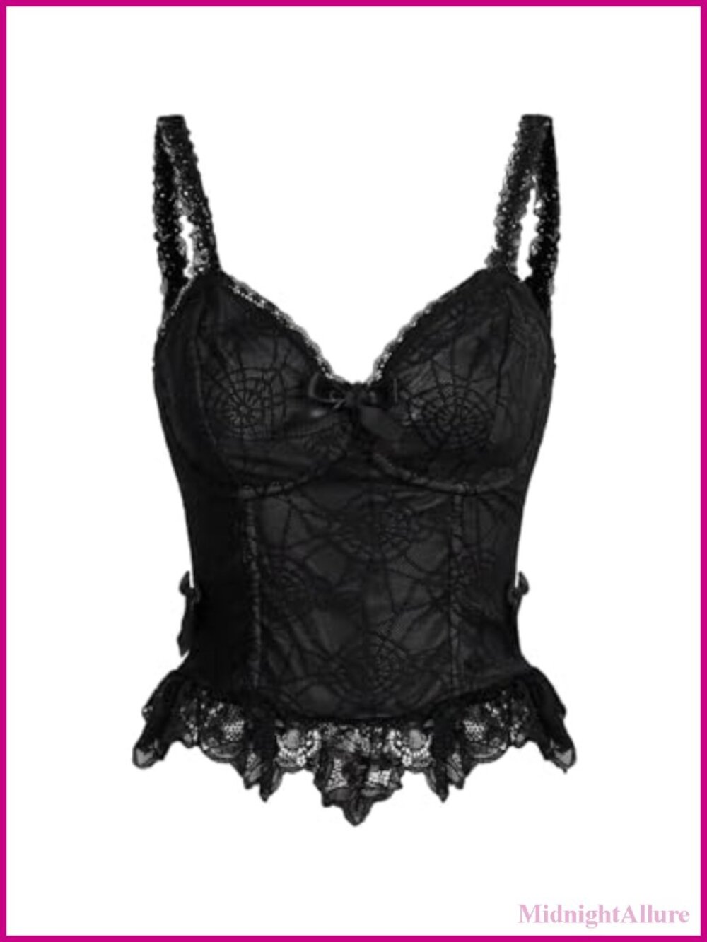 Women's Cropped Mesh Lace Cami Tank Top Goth Y2K Streetwear Spaghetti Strap